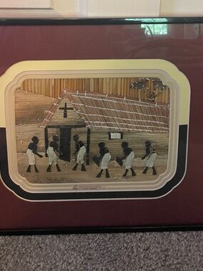 Framed African banana leaf Art Church